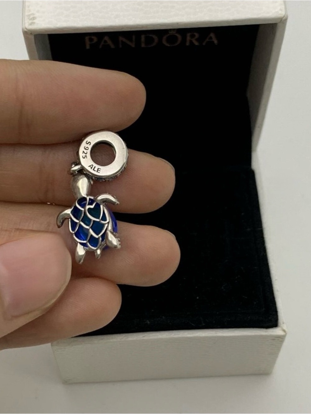 Pandora Blue Murano Glass Sea Turtle Dangle Charm Sterling Silver Keepsake - Picture 12 of 13
